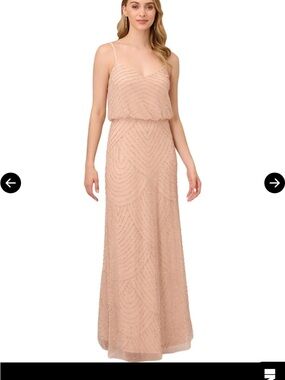 Adrianna Papell Art Deco Blush Beaded Maxi Gown